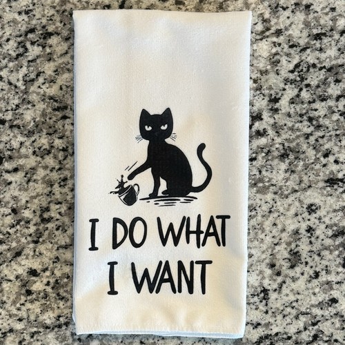 If It Fits I Sits/I Do What I Want-Cat- Kitchen Towels - 4 pack - Picture 4 of 7