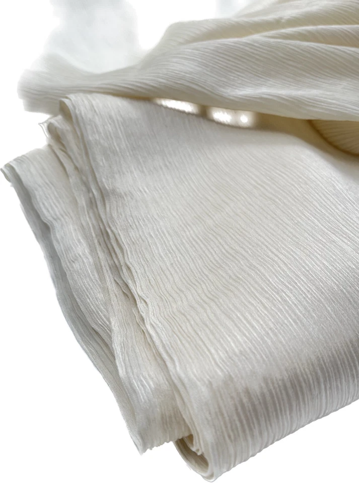 Plaid White Silk By 2 Meters, Natural Silk, Silk Chiffon, Mulberry Silk - Image 3 of 4
