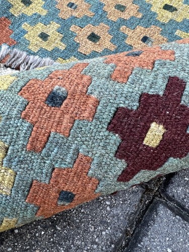 Hand Woven Afghan Wool Kilim, Size: 160 X 100 cm, Flat Woven Handmade Floor Rug - Picture 4 of 7