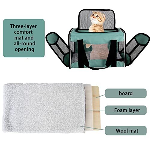 Small Animal Travel, Carrier for Hedgehog Rat Parrot Bird 15"L*10"W"*10'H green - Picture 3 of 8