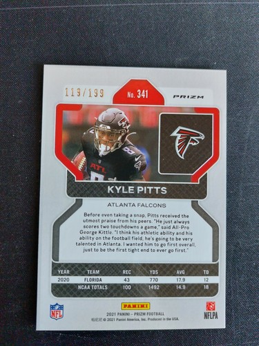 2021 Prizm #341 Kyle Pitts RC Blue Wave Prizm /199 - Bild 2 von 2