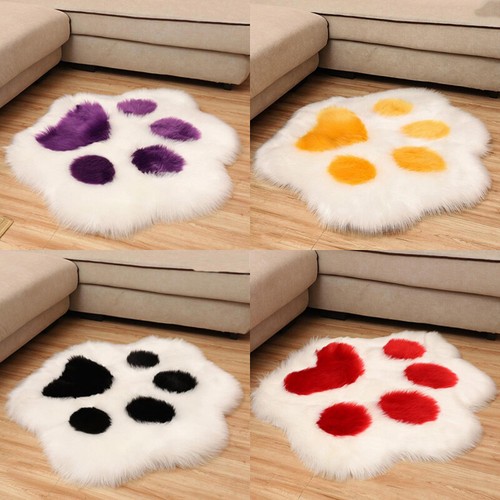 Cute Cat Paw Plush Chair Seat Cushion Shaggy Fluffy Area Rug Carpet Floor Mat - Picture 2 of 18