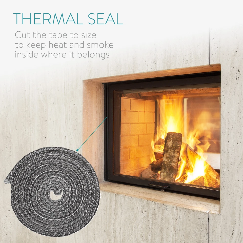 Guarnizione Camino 2m - Nastro Autoadesivo in Fibra di Vetro per Sportello Stufa - Immagine 2 di 4