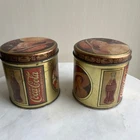2 Vintage Coca-Cola Round Tins 1984 Aged Nicely