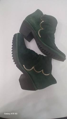 Fly London Suede  Green Leather Ankle Womens Boots Size 39 Us 7 - Picture 1 of 7