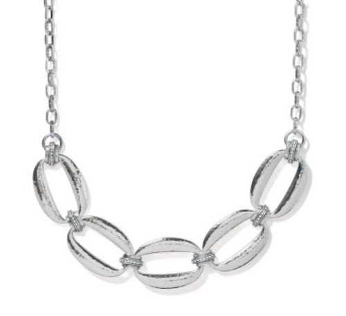 NWT Brighton Meridian Lumens Hammered Silver Crystal Necklace $128 - Picture 3 of 6