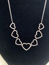 Sterling Silver Heart Necklace Graduated Sizes Stamped 925UD Dainty Sparkle Love