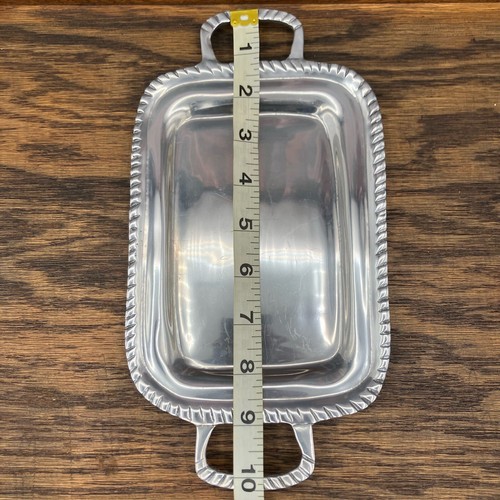Vtg Mexico Metal Trays 2pc Handmade W/ Handle Seller Polished 10 1/4” X 5 1/2” - Picture 3 of 6