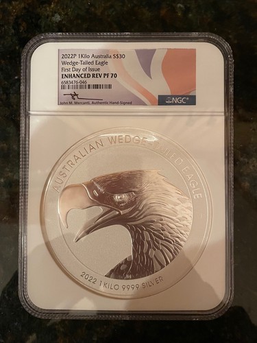 2022 P AUS. KILO WEDGE TAILED EAGLE NGC EHAN. REV. PF70 FDI MERCANTI SIG #46/250