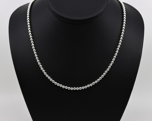 Collar de plata de ley de 4 mm, gargantilla de cuentas redondas de alto pulido joyería en capas - Imagen 5 de 10