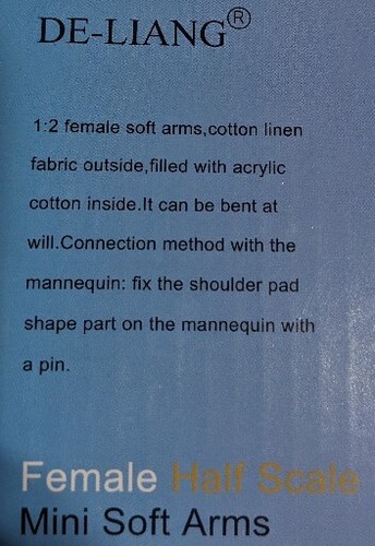 DE-LIANG 1:2 Half Scale Mannequin Arm Female Cotton Soft Arms BLACK IN COLOR - Picture 2 of 5