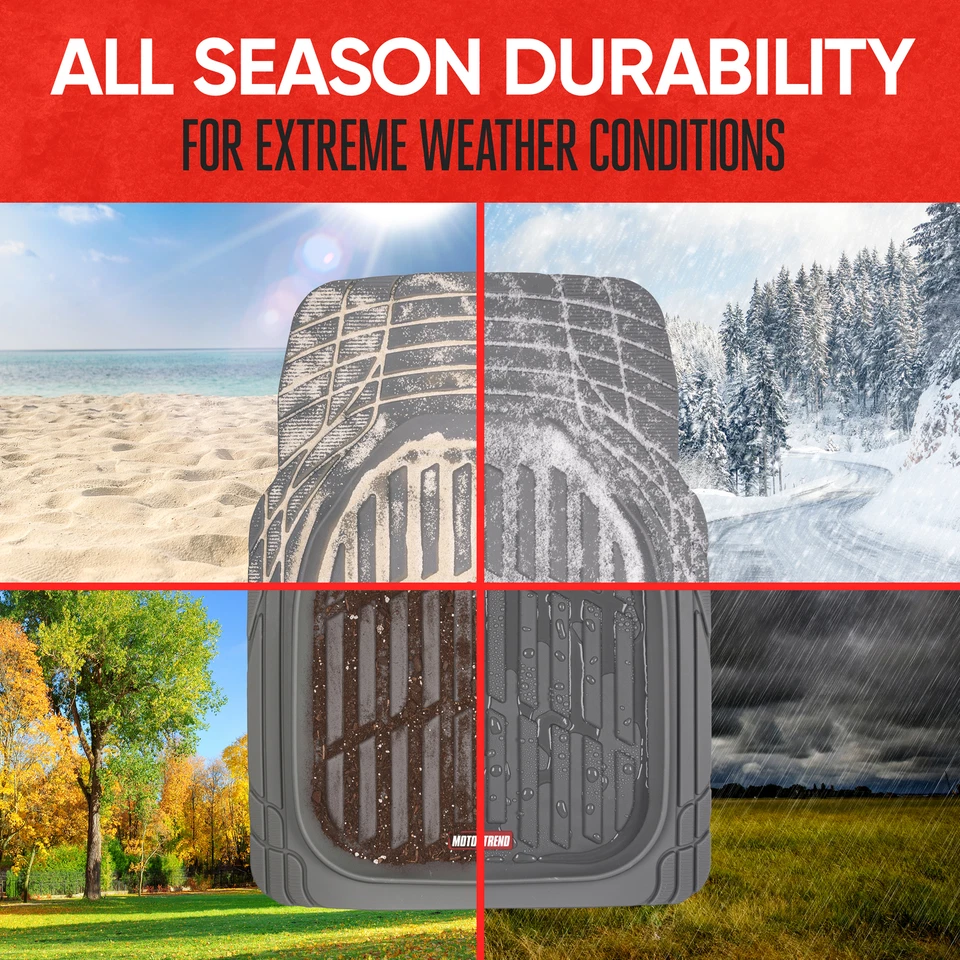 MOTOR TREND & BDK 重型灰色橡胶汽车垫全套 - 通用装饰-T... — 第 4/4 张图片