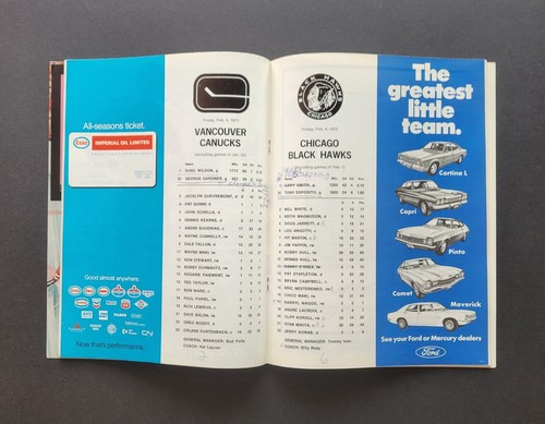 Blackhawks vs Canucks 1972 Hockeyprogramm signiert von Billy Reay & Jim Pappin - Bild 5 von 10