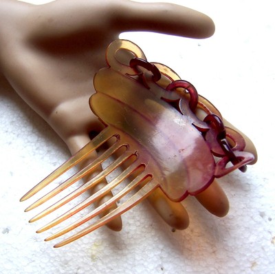Victorian Steer Horn Hair Comb Cable Link Design Victorian hair comb steerhorn cable design hair accessory  main image 2