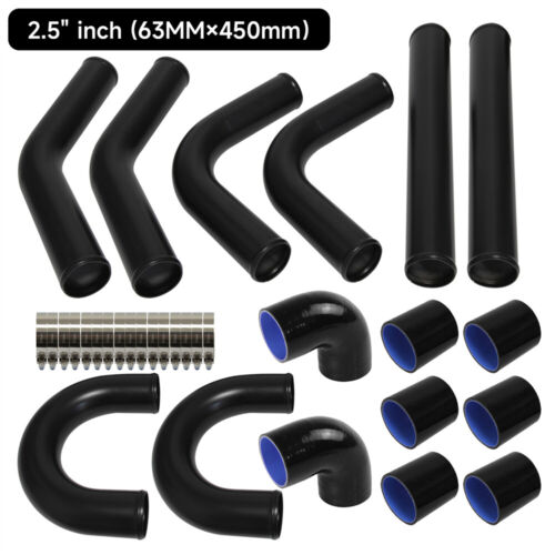 63mm Universal Ladeluftkühler Turbo Boost Rohr 8 Stück Schlauchsatz L= 450mm - Bild 3 von 10