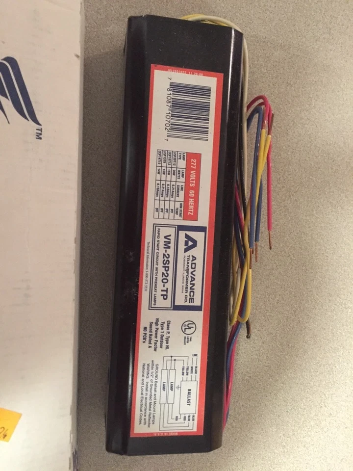 Lastre fluorescente Advance VM-2SP20-TP F20T12 2 lámparas 277V Foto 2 de 4