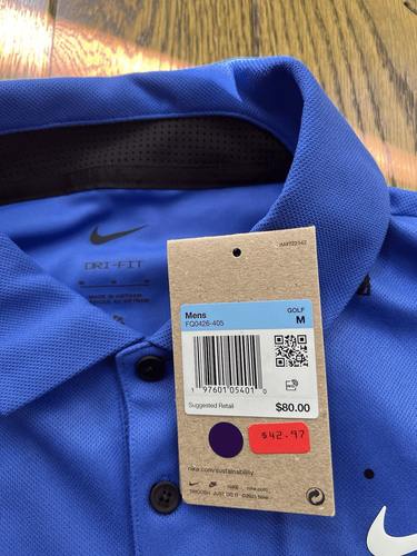 Nike Dri-Fit Tour Icon Polo All Over Stampa Blu Royal FQ0426-405 Uomo Medium Nuova con etichette - Foto 2 di 5