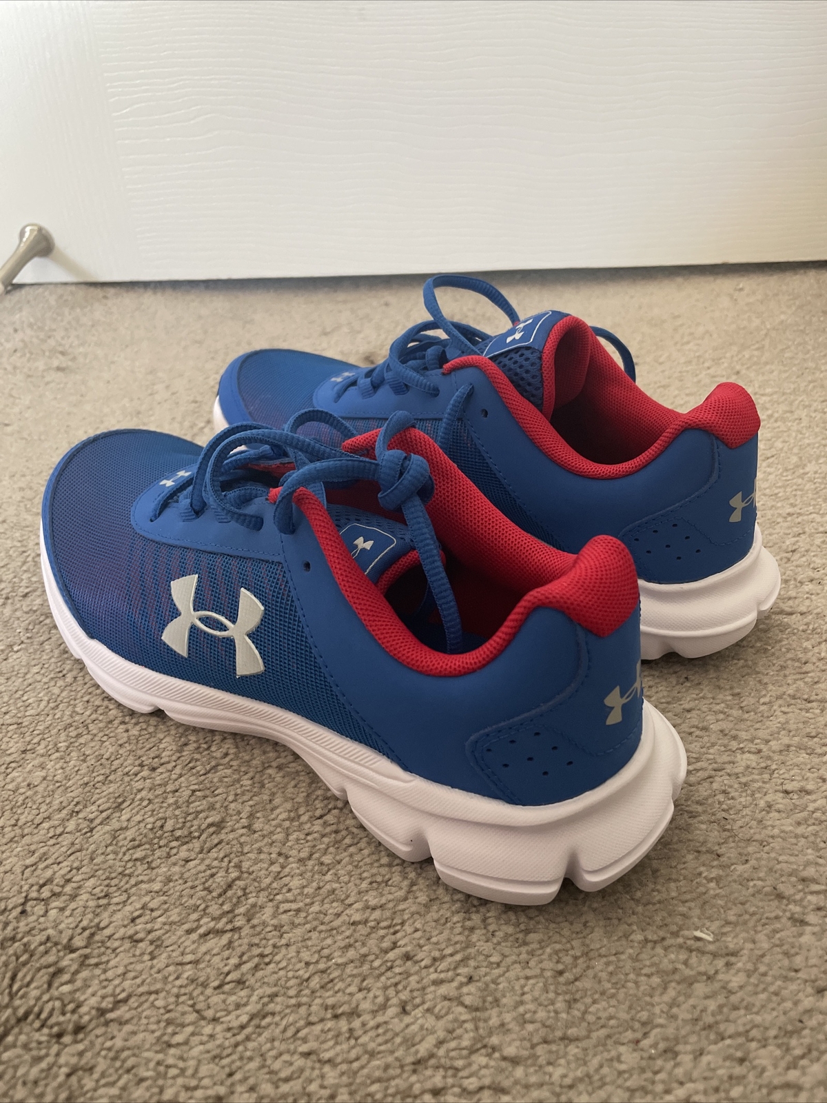 Red and Blue Under Armour Running Shoes Size 7y