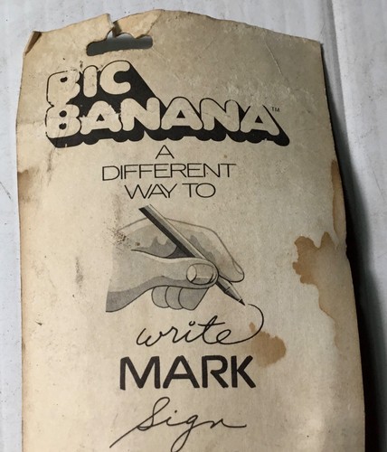 1970's BIC BANANA FINE LINE MARKER BLACK INK SEALED DAMAGED DIRTY PACKAGING - Picture 12 of 13
