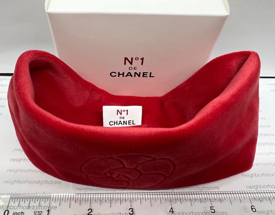 【CHANEL】Camellia Lettering Logo Twilly Scrunchie Hairband Chanel Nº 1 Soft Camellia Logo Hair Band Headband Red Bath