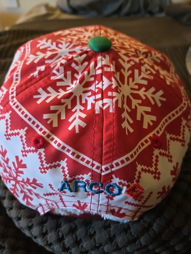 LA  Angles Ugly Christmas Sweater Baseball Hat Sponsored By ARCO- Snap Back - Picture 3 of 7