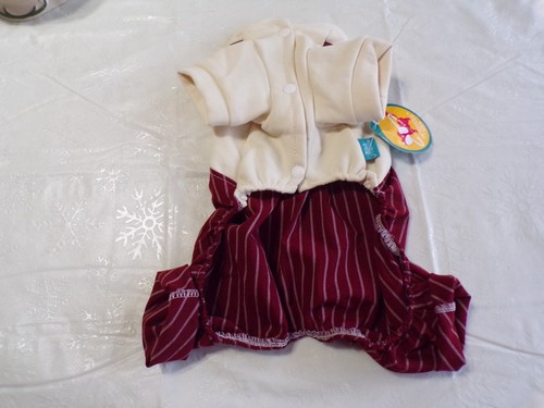 pet dog pajamas, jumpsuit, overalls, stripes, red, Small (*read size details ) - Picture 5 of 6