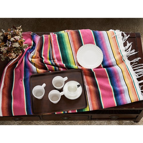 Mexican Blanket throw serape yoga mat rainbow garden scarf homeware tablecloth - Picture 6 of 24