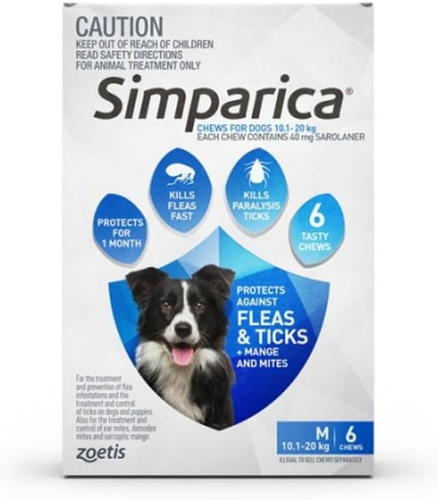 Simparica Flea and Tick Chewable Tablets for Dog Medium 10.1-20 Kg, Blue (Pac... - Picture 5 of 12