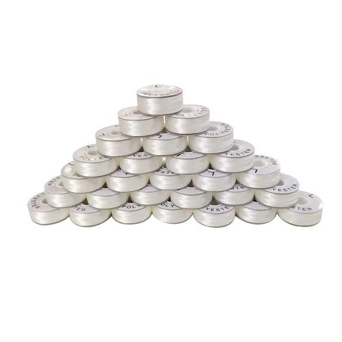 White & Black Pre-Wound L-Style Paper-Sided Bobbins for Embroidery Machines - Picture 4 of 10