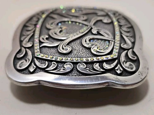 Western Floral And Hearts With Rhinestones Belt Buckle - Picture 6 of 10