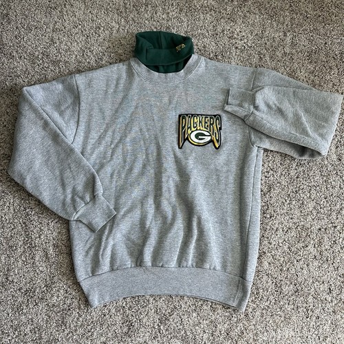 Vintage Y2K Green Bay Packers Sweater Mens Size Medium Majestic 90s Turtleneck - Picture 2 of 10