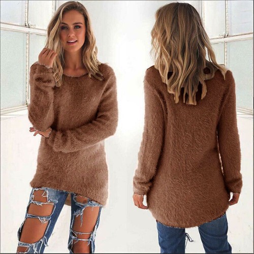 Womens Knitted Sweater Jumper Loose Pullover Tops Warm Winter Blouse Plus Sizes - Picture 11 of 16