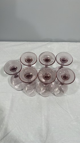 Libbey Mauve Light pink purple wine water glasses 8 Oz vintage 90s set of 7 - Picture 6 of 15