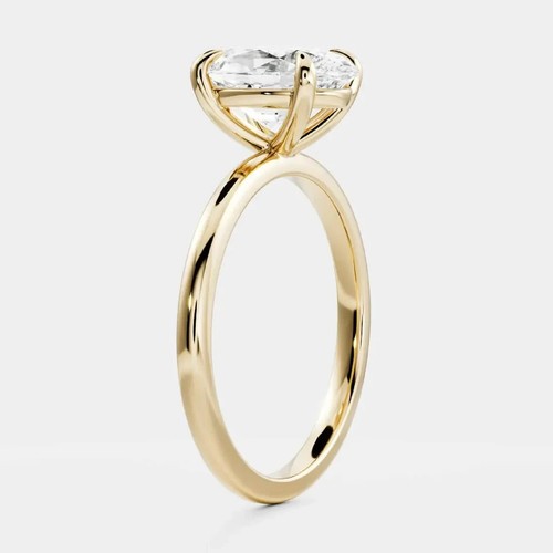 Anillo Promesa Solitario Moissanita Corte Ovalado 3 Ct Oro Amarillo Sólido 14K - Imagen 6 de 7