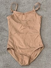 Capezio Dance Leotard Bodysuit Women's Medium Beige Spaghetti Strap Ballet EUC