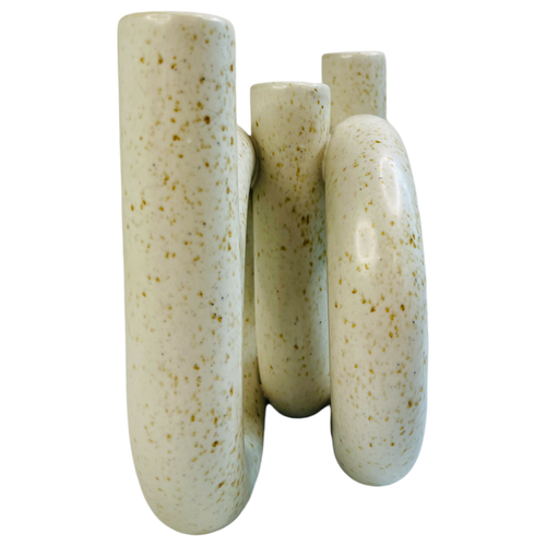 Toyo Ikebana Vase Triple Tube Rings Pottery Vintage 1960s Mid Century Mod Japan - Picture 8 of 16