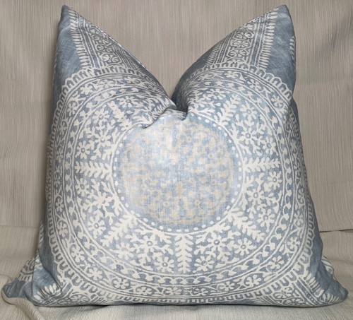 16”sq THIBAUT F910638 STONINGTON Spa Blue Cotton Fabric Custom Pillow Cover - Picture 12 of 12
