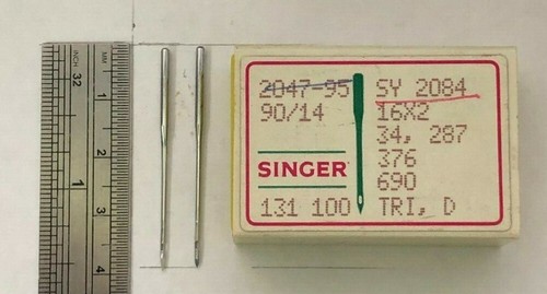 SINGER SY2084 16X2 34, 287 376 TRI,D SIZE 90/14 INDUSTRIAL SEWING MACHINE NEEDLE - Picture 7 of 8