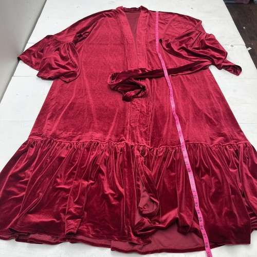 Women’s Red Velour Bell Sleeve Tie Waist Long Costume Robe Size L-XL - Picture 5 of 7