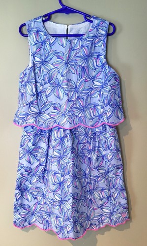 Vineyard Vines Plumeria Scallop Dress Girls Small 7/8 Tiered