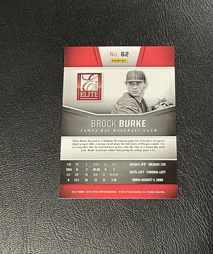 2014 Panini Elite Extra Edition - #62 Brock Burke ip auto  - Picture 2 of 2