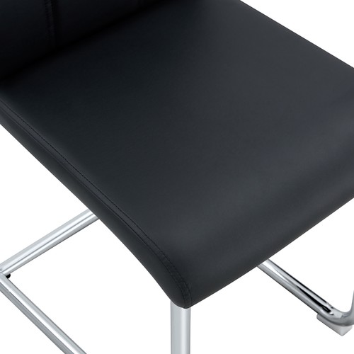 2 Set Dining Chairs High Back PU Leather Kitchen Side Chairs W/ Metal Legs Black - Picture 10 of 11