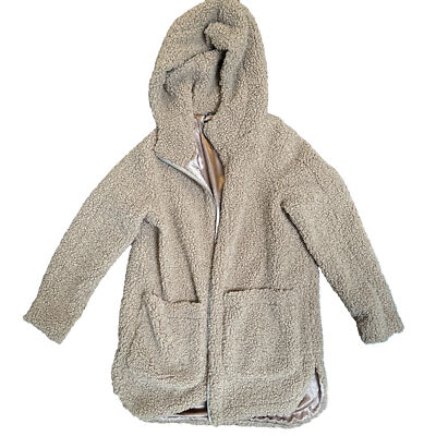 Andrew Marc Womens  Brown fluffy hooded jacket Size XS zip up