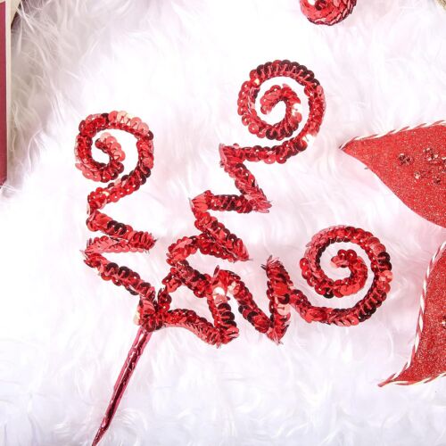 Elegant 6PC Red Christmas Decoration Picks – Perfect for Wreaths & Trees - Picture 4 of 7