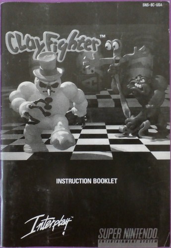 ClayFighter (Super Nintendo Entertainment System, 1993) Instruction Booklet ONLY - Foto 1 di 2