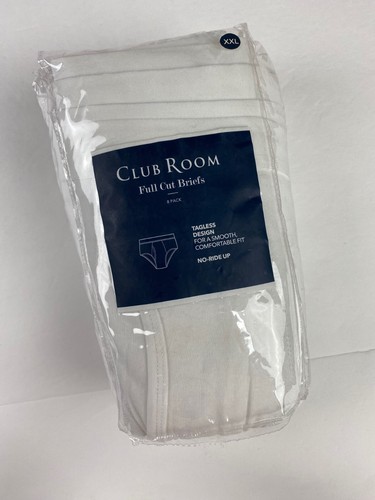 Club Room Men's Briefs 8-Pack Full Cut Tagless No Ride Up White XXL (41-43) NIP - Picture 2 of 3