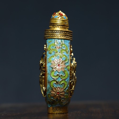 Collect china old enamel color hand carven Kirin statue snuff bottle - Picture 5 of 9