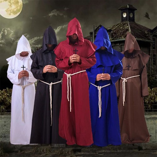 Mönch Kostüm Mönchskutte Karneval Geistlicher Priester Umhang Hoodies Halloween - Bild 6 von 20