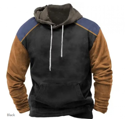 Herren Lose Freizeit Sweatshirt Tops Mode Druck Langarm Sport Kapuzenpullover - Bild 9 von 13