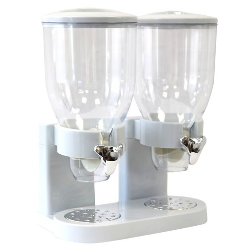 CEREAL DISPENSER BREAKFAST FLOUR RICE DRY FOOD PASTA STORAGE DOUBLE CONTAINER - Picture 30 of 37
